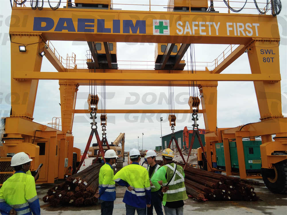 Installation process of 100 ton tire mounted gantry crane