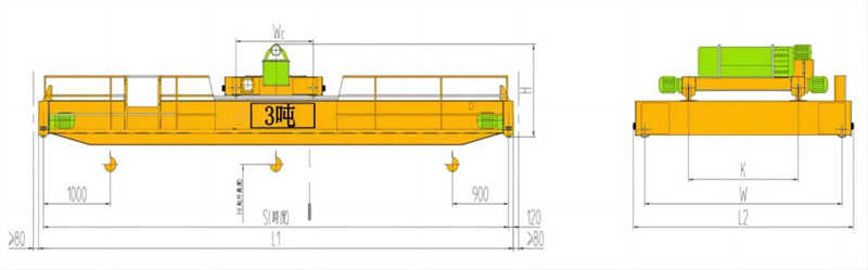 3-ton electric hoist double-girder crane structure di