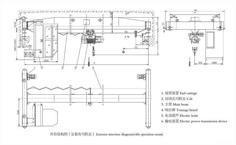 32 ton electric single beam crane structure diagram